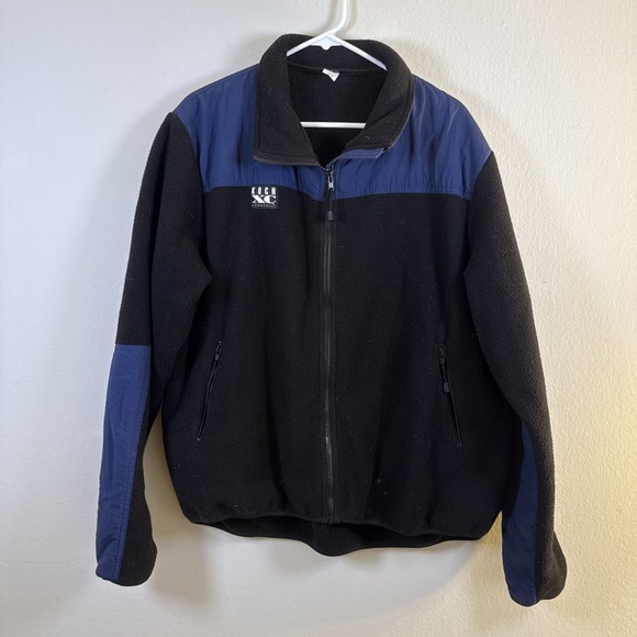 VTG SportHill XC Koch PulloverMen's L Black Full Zip Fleece USA Made Mock Neck